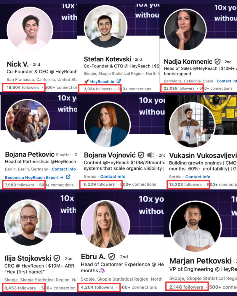 HeyReach leadership team on LinkedIn